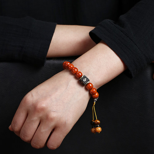 猴头手串男女核桃文玩老型光珠佛珠手链精品国风祥云配饰藏式醒狮 - 图2