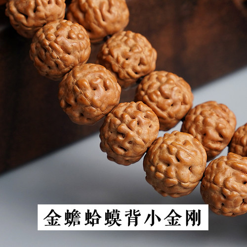 小金刚菩提手串佛珠天然原籽金蝉蛤蟆背文玩念珠天眼配饰男女项链 - 图2