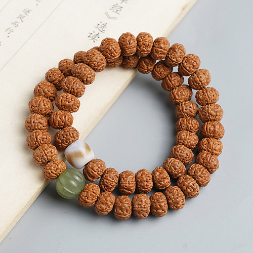 尼泊尔小金刚菩提子手串双圈男女佛念珠手链盘玩虎牙天珠文玩配饰 - 图3