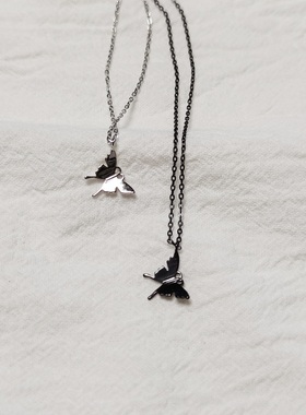 黑色蝴蝶冷淡风锁骨链925