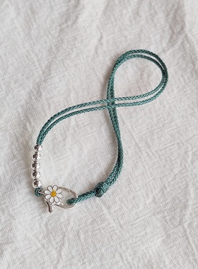 红色手绳小雏菊925925纯银简约女