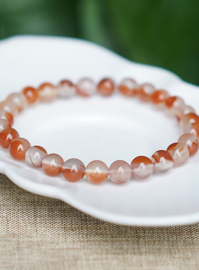 飘冰荔枝冻手串南红玛瑙单圈6/10mm手链DIY女款玉石饰品简约清新