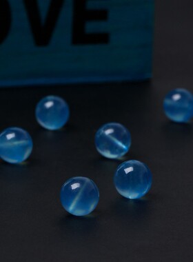 冰种润水晶海蓝宝圆珠散珠天然魔鬼蓝DIY配饰7-14mm