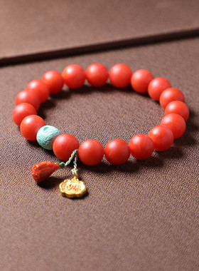 保山南红手串磨砂款10mm单圈DIY女款搭配南红莲蓬松石简约大气