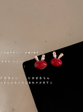 少女心兔子银针耳钉耳环小众设计