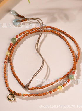 原创设计橄榄核葫芦项链新中式手工编织福禄万能链简约文玩吊坠绳