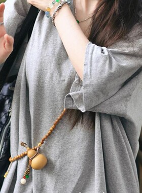 大幂幂同款木质串珠国风葫芦项链长款斜跨手机链新中式禅意手机链