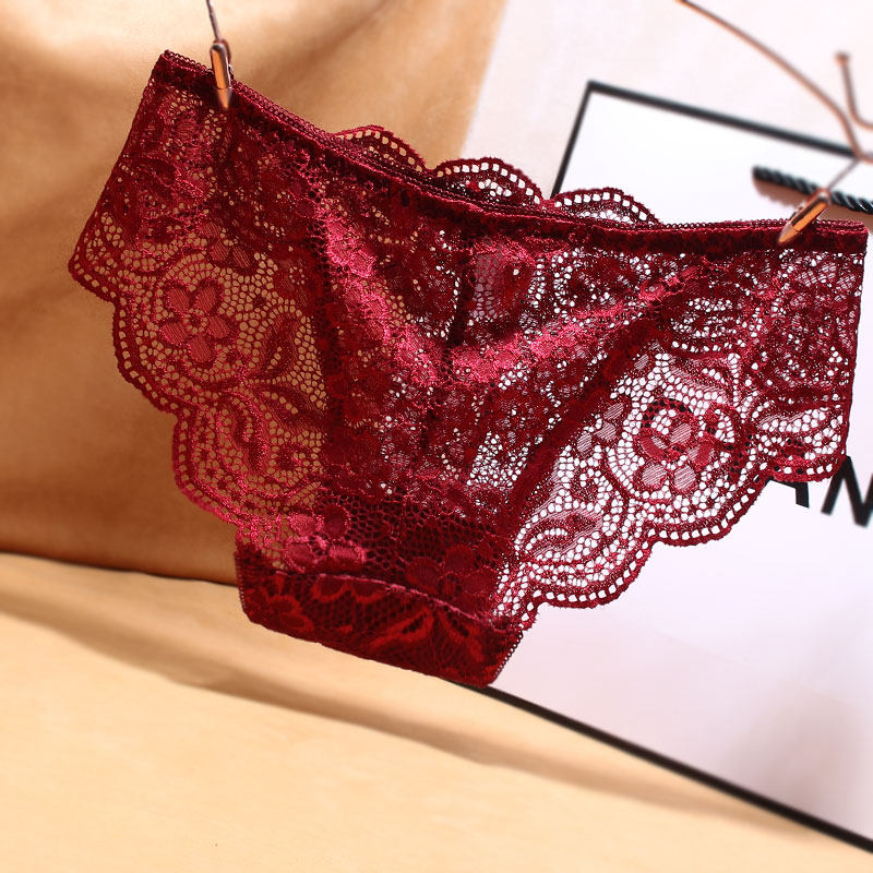 红色本命年内裤女2024新款蕾丝透明性感女生酒红色短裤夏季三角裤,淘宝优惠券,粉丝福利购,淘宝优惠卷