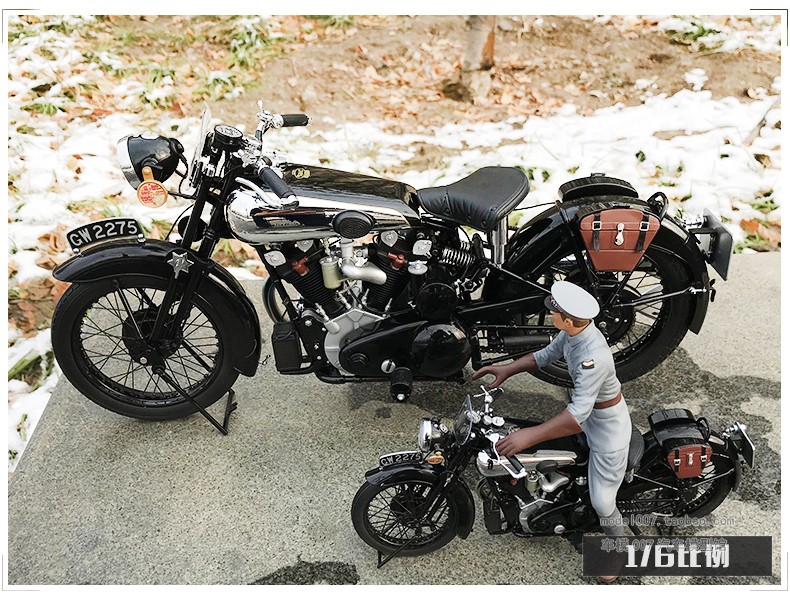 迷你切 1:6 1932 BROUGH SUPERIOR SS 100 T.E.布拉夫摩托车模型-图2