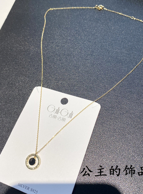 气质罗马数字圆形925银项链古丽