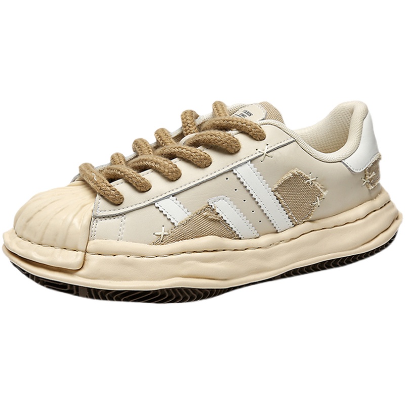 鞋子男秋季2025新款休闲运动鞋大头厚底贝壳头溶解鞋小众潮牌板鞋 - 图3