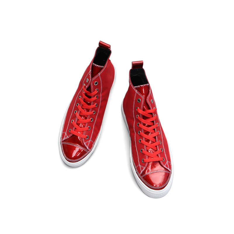 清仓特惠BLESS SHOE CORDURA防泼水面料 红色高帮休闲鞋情侣款