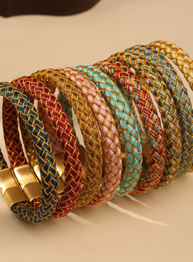 龙结新款扁型龙鳞手绳手工编织情侣礼物本命年手链多色选厂家直销