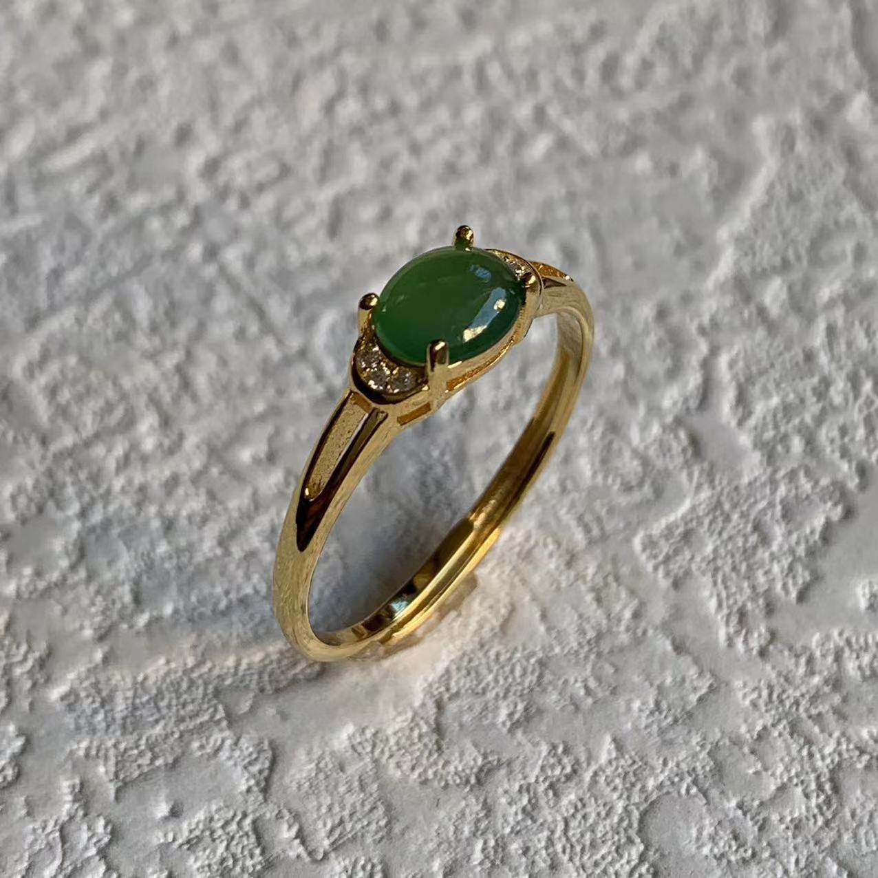 缅甸翡翠戒指A货S925纯银绿色戒指阳绿蛋面戒指活扣女款戒指戒圈,淘宝优惠券,粉丝福利购,淘宝优惠卷
