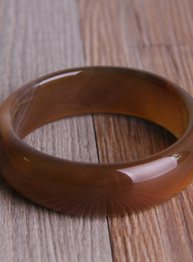 纯天然咖啡色加宽加厚玛瑙手镯