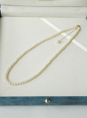 天然淡水近正圆珍珠项链锁骨链