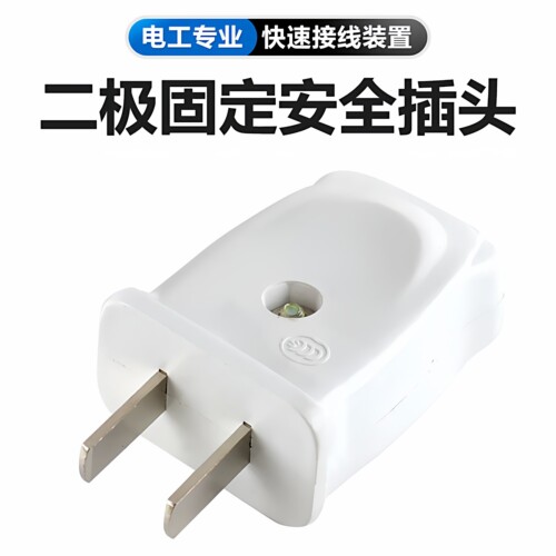 10只装2脚二极3孔插头10A两脚插头电线二脚二极单相插头二项插头 - 图0