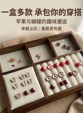 磁吸免耳洞甜美卡通可爱圣诞苹果学生简约小众百搭耳饰新年设清新