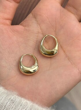 黄铜光面金属耳扣欧美金属水滴耳环女简约时尚耳钉轻奢耳饰耳扣