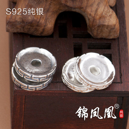 纯银隔片藏式佛珠手串diy隔珠小金刚菩提文玩配饰配件实心垫片925 - 图1