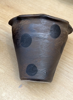 景德镇波点陶瓷手工诧寂风绘画肌理异形花盆摆件新中式新品软装