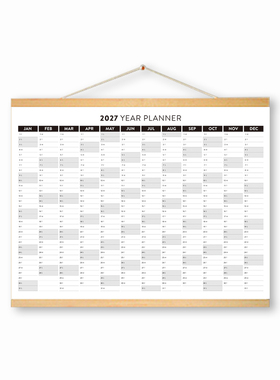 2027日历计划表木打卡记录布艺挂画海外设计客厅玄关办公走廊墙画