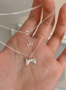 韩国韩版持恒S925纯银蝴蝶结项链女小众轻奢时尚小巧精致锁骨链潮
