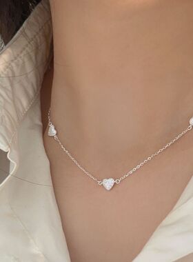 持恒925纯银小爱心项链女简约ins潮小众设计轻奢百搭高级感锁骨链