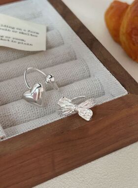 持恒S925纯银蝴蝶结戒指女小众简约森系百搭爱心指环2025韩版新款