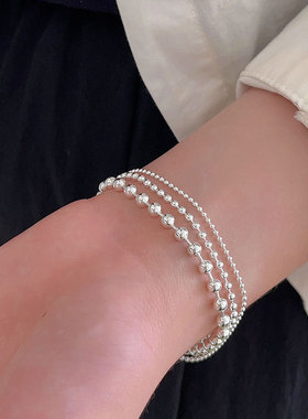 持恒S925纯银简约百搭多层圆珠手链女小众设计感高级冷淡风手饰