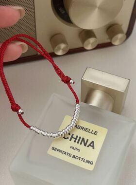 韩国韩版持恒S925纯银日进斗金小盘缠手链女小众轻奢时尚红绳手绳