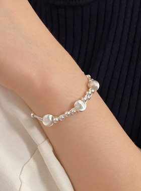 持恒S925纯银手工串珠猫眼圆珠手链女韩国新款高级感爆款复古手饰