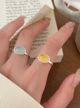 持恒S925纯银玉髓开口可调节戒指女韩国夏季新款小众百搭气质指环