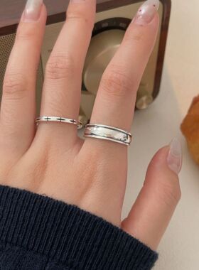 韩国韩版持恒S925纯银几何满天星戒指女时尚小众轻奢百搭素圈指环