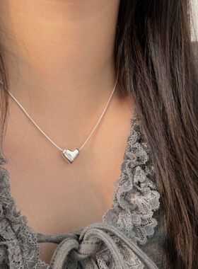 持恒S925纯银爱心项链女轻奢时尚休闲风小清新锁骨链百搭设计感潮
