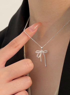 持恒S925纯银韩国新款蝴蝶结项链女2026年夏季百搭小众锁骨颈链