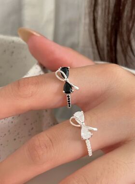 持恒S925纯银蝴蝶结戒指女轻奢时尚小众镶石指环日韩2026夏季新款