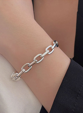 持恒s925纯银超重工复古链条手链女2024年夏季简约百搭个性手饰