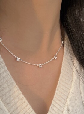 持恒韩国韩版S925纯银小樱桃项链女ins小众森系小清新百搭锁骨链