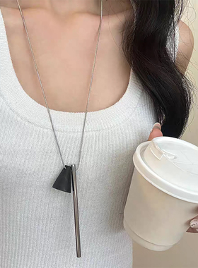 钛钢简约气质毛衣链长款