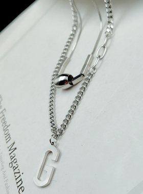钛钢双层女项链女锁骨链