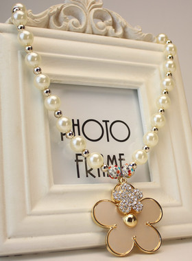 花朵珍珠大牌装饰项链女日韩版