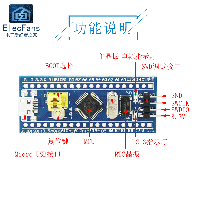 STM32F103C8T6单片机开发板模块嵌入式编程实验学习核心系统C6T6-图2