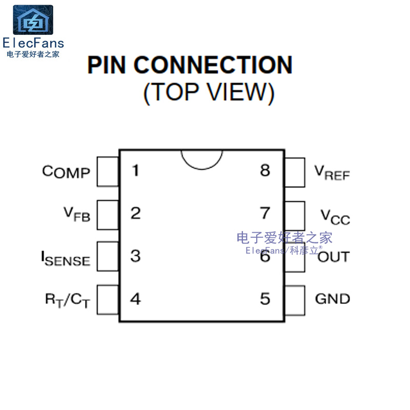(5个)UC3842/3843/3845电流型PWM脉宽调制芯片 直插DIP8/贴片SOP8 - 图0
