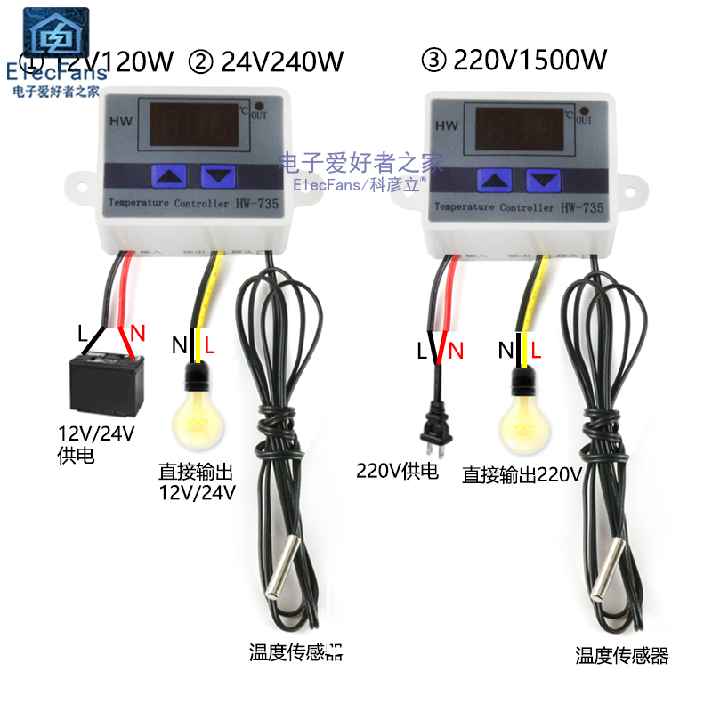 数字温控器温度开关微电脑数显自动孵化温度控制仪过温保护W3001 - 图2