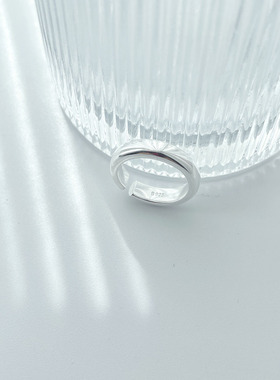 ZHAZHA韩国新款时髦个性精致高级光面S925银宽版时尚开口戒指指环