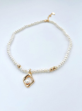 ZHAZHA韩国新款时髦精致轻奢珍珠纯银天然巴洛克气质项链颈链短款