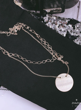 抖音可拆分金银圆牌仙气锁骨链