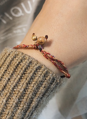 原创平安扣图画石手工手绳