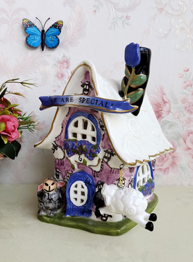 小羊房子手绘金丝熊窝仓鼠窝陶瓷